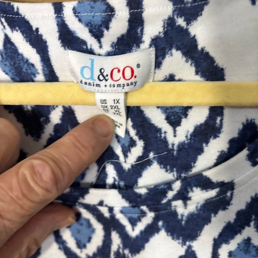 HC600 Denim&Co Blue And White Shirt Size 1X Short Sleeve A396663 - Picture 5 of 7